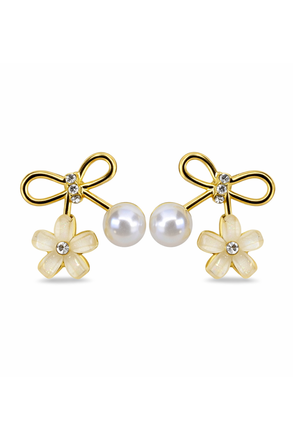 Coquette Bloom Pearl Bow Studs