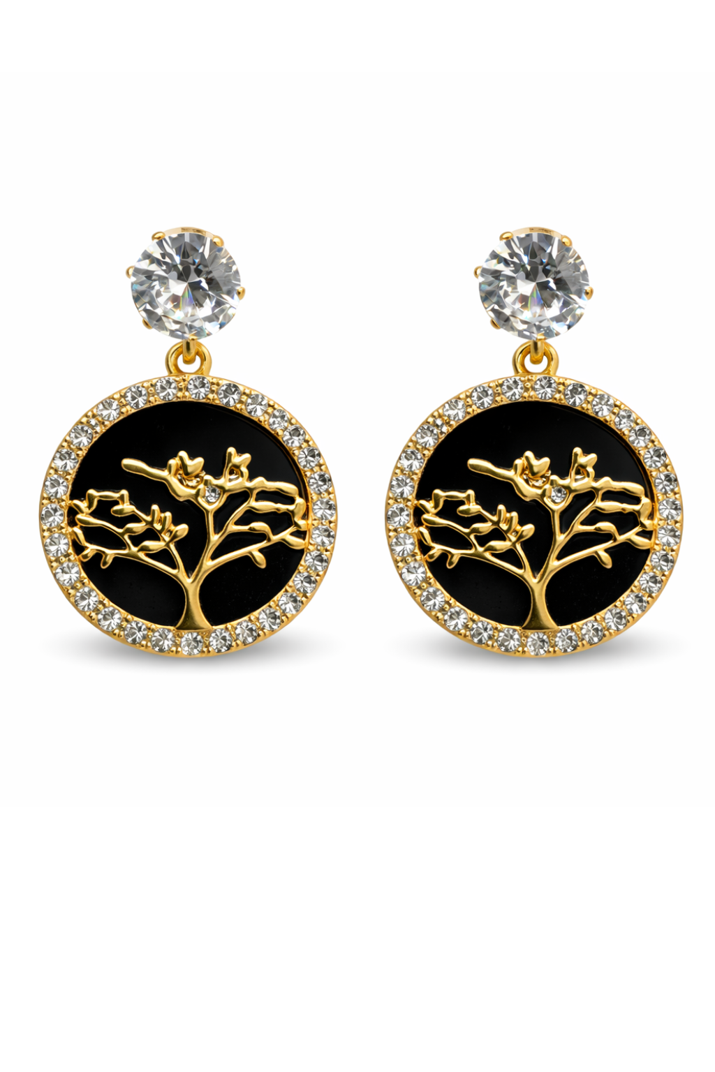 Midnight Aura Tree Drop Earrings