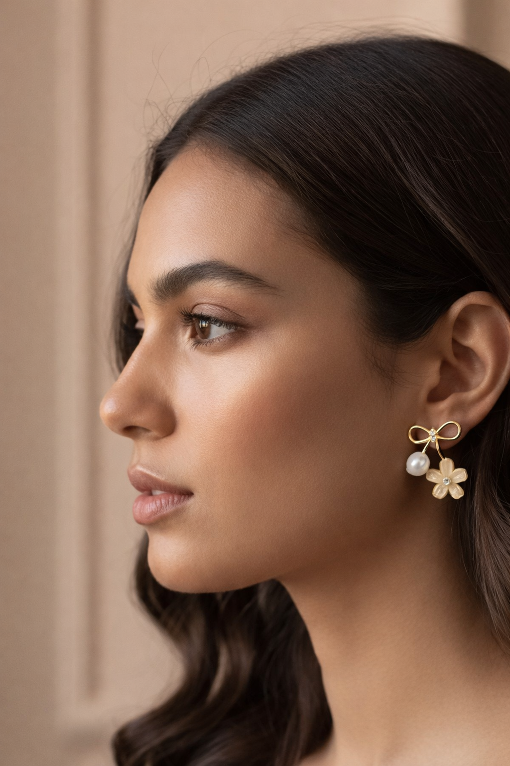 Coquette Bloom Pearl Bow Studs